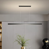 Black Rectangular LED Pendant Light Kitchen Island Image - 6