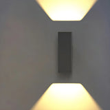 Black Rectangular Metal Exterior Up Down Wall Light Image - 14