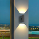 Black Rectangular Metal Exterior Up Down Wall Light Image - 15