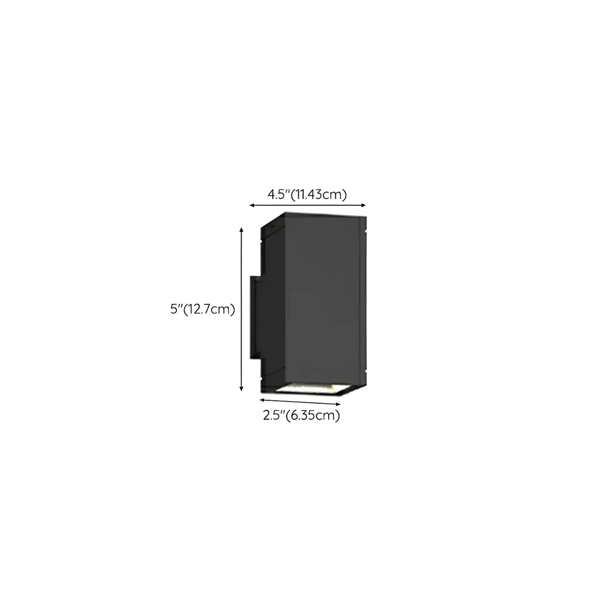 Black Rectangular Metal Exterior Up Down Wall Light 