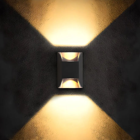 Black Rectangular Metal Outdoor Up Down Wall Light Image - 1