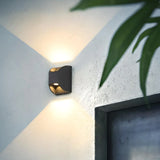 Black Rectangular Metal Outdoor Up Down Wall Light Image - 5