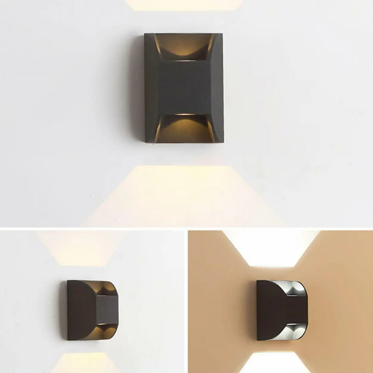 Black Rectangular Metal Outdoor Up Down Wall Light Image - 8