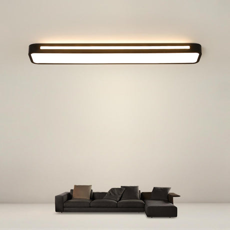 Black Rectangular Strip LED Flush Mount Ceiling Light Image - 1