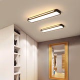 Black Rectangular Strip LED Flush Mount Ceiling Light Image - 2