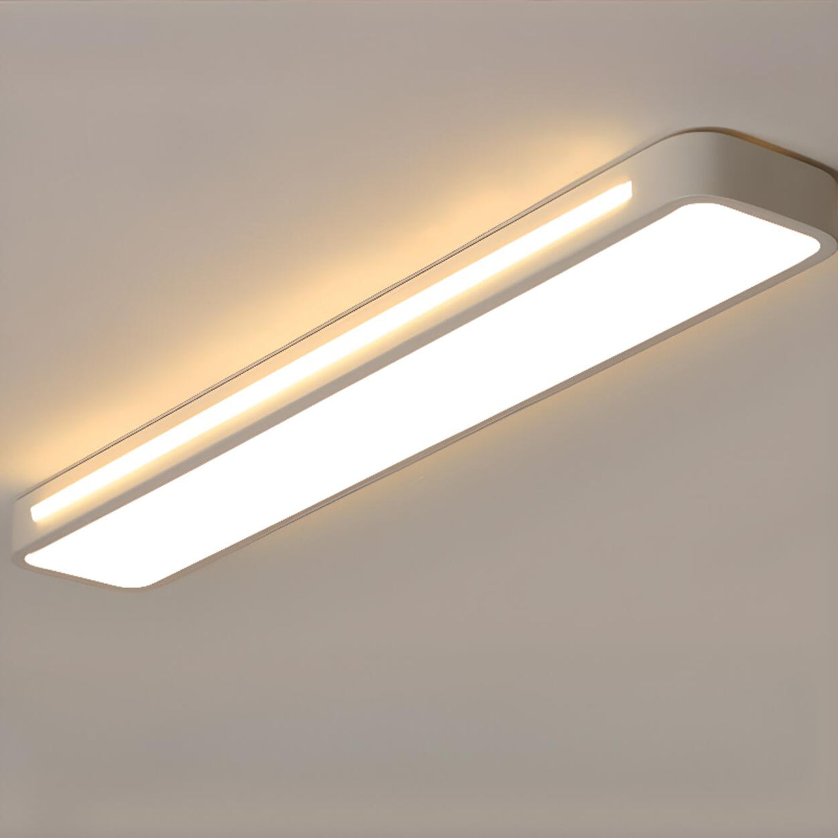 Black Rectangular Strip LED Flush Mount Ceiling Light Image - 6