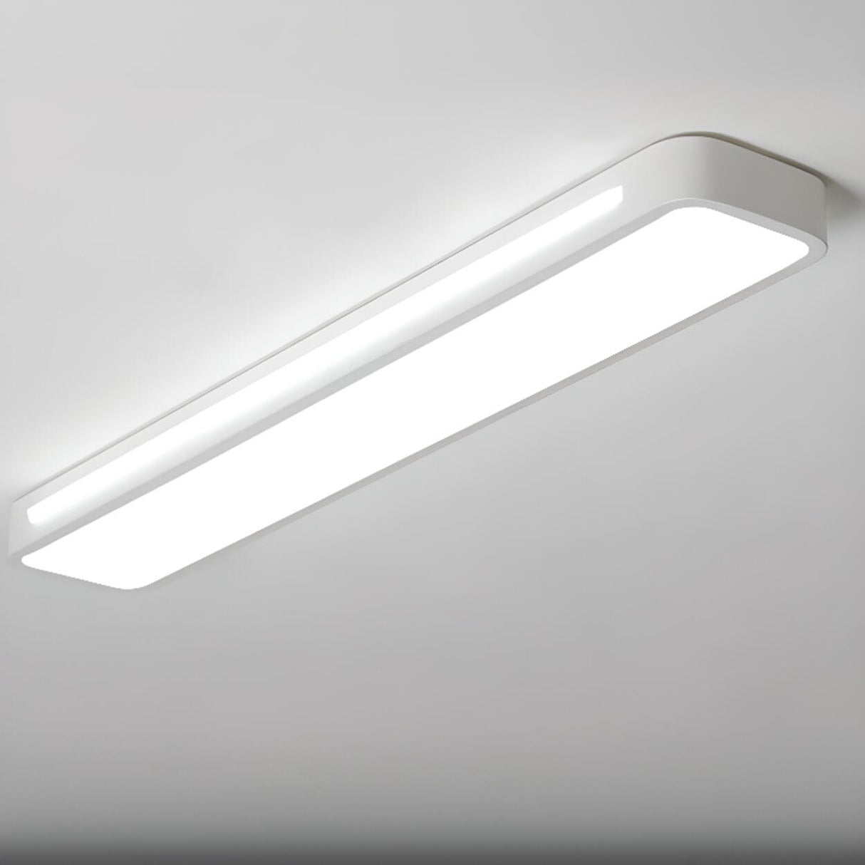 Black Rectangular Strip LED Flush Mount Ceiling Light Image - 7