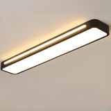 Black Rectangular Strip LED Flush Mount Ceiling Light Image - 8