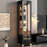 Black Rectangular Tall Glass Display Wine Cabinets Image - 1