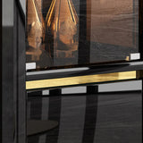 Black Rectangular Tall Glass Display Wine Cabinets Image - 11