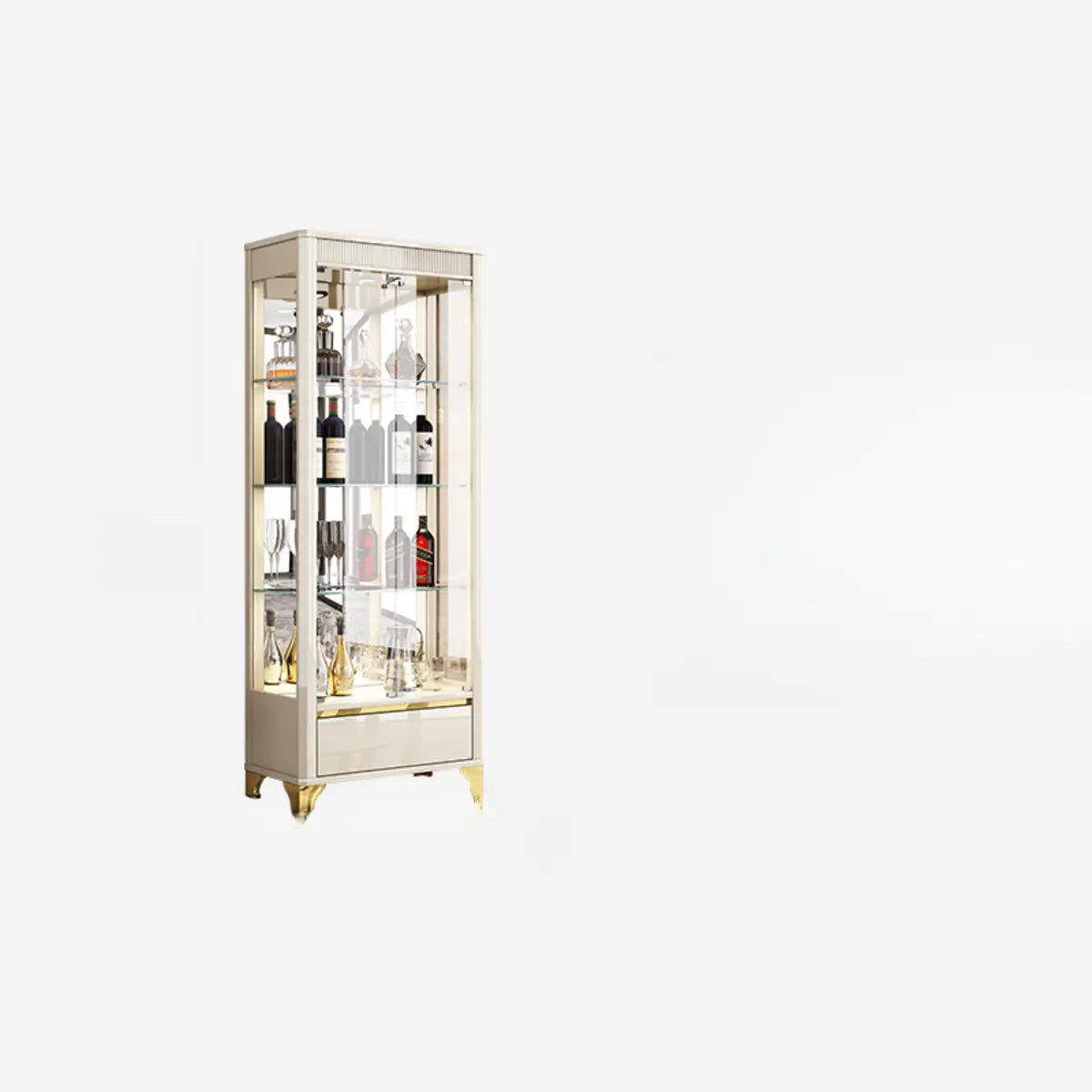 Black Rectangular Tall Glass Display Wine Cabinets Image - 2