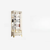 Black Rectangular Tall Glass Display Wine Cabinets Image - 2