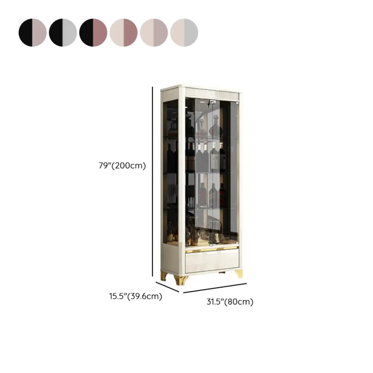 Black Rectangular Tall Glass Display Wine Cabinets Image - 23