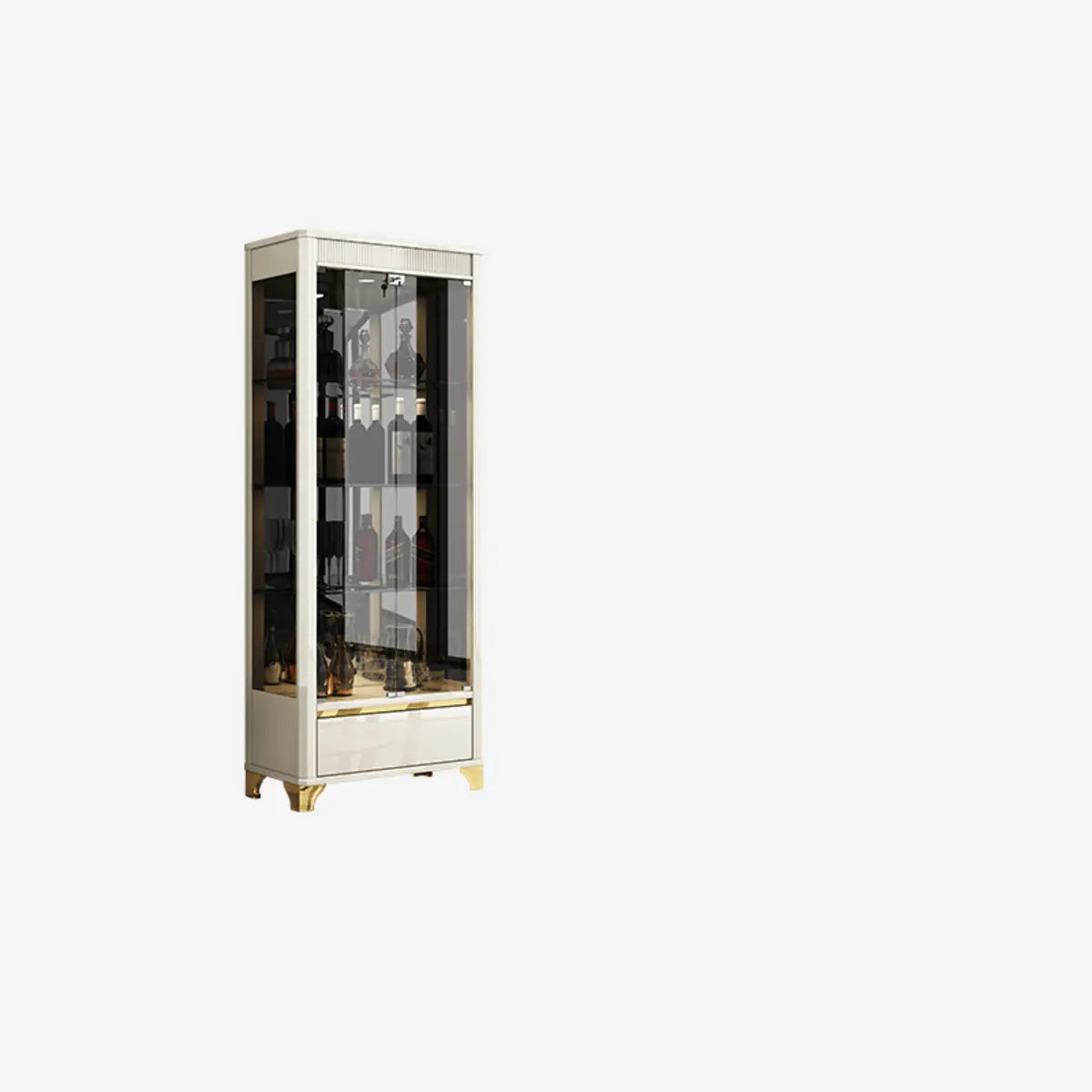 Black Rectangular Tall Glass Display Wine Cabinets Image - 4