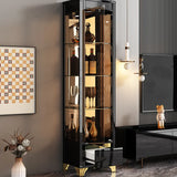 Black Rectangular Tall Glass Display Wine Cabinets Image - 8