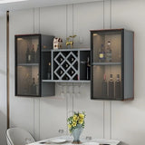 Black Rectangular Wood Large Wall Mounted Wine Rack Image - 15