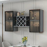 Black Rectangular Wood Large Wall Mounted Wine Rack Image - 15