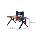 Black Rectangular Wood Top Trestle Base Gaming Desk #size