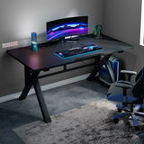 Black Rectangular Wood Top Trestle Base Gaming Desk Image - 4