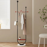 Black-Red Storage Loop Metal Hooks Shelves Coat Stand Rack Image - 6