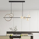 Black Ring and Bubble Adjustable Modern Island Light Image - 1