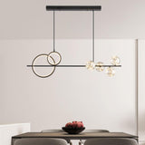 Black Ring and Bubble Adjustable Modern Island Light Image - 14