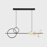 Black Ring and Bubble Adjustable Modern Island Light Image - 6