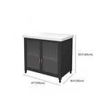 Black Rolling Marble Portable Kitchen Cart with Shelves #size