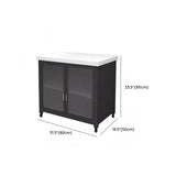 Black Rolling Marble Portable Kitchen Cart with Shelves Image - 8