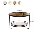 Black Round Glass Shelves Iron Three Leg Coffee Table #size