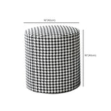 Black Round Houndstooth Footstool Cotton Pouf Ottoman Image - 13