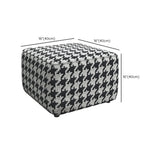 Black Round Houndstooth Footstool Cotton Pouf Ottoman Image - 14