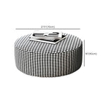 Black Round Houndstooth Footstool Cotton Pouf Ottoman Image - 15