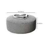 Black Round Houndstooth Footstool Cotton Pouf Ottoman Image - 17