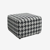 Black Round Houndstooth Footstool Cotton Pouf Ottoman Image - 7