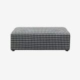 Black Round Houndstooth Footstool Cotton Pouf Ottoman Image - 9