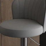 Black Round Leather Bar Stool with Adjustable Metal Frame Image - 13