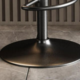 Black Round Leather Bar Stool with Adjustable Metal Frame Image - 15