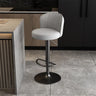 Black Round Leather Bar Stool with Adjustable Metal Frame Image - 35