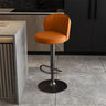 Black Round Leather Bar Stool with Adjustable Metal Frame Image - 36