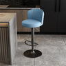 Black Round Leather Bar Stool with Adjustable Metal Frame Image - 37