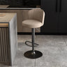 Black Round Leather Bar Stool with Adjustable Metal Frame Image - 39