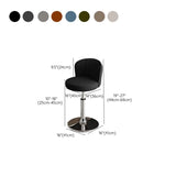 Black Round Leather Bar Stool with Adjustable Metal Frame Image - 58