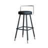 Black Round Leather Gold Accents Metal Counter Bar Stool Image - 7