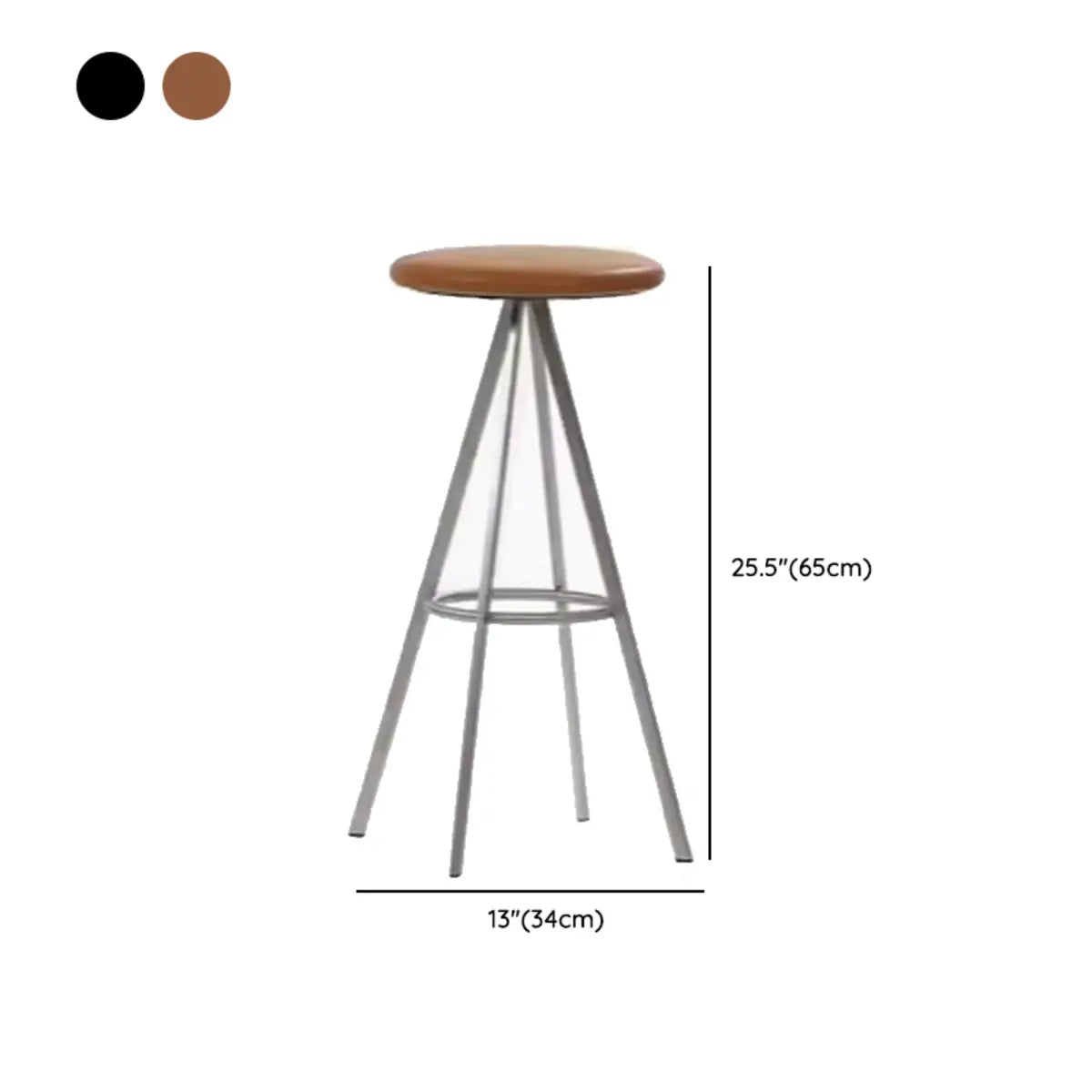 Black Round Leather Metal Backless Bistro Bar Stools 