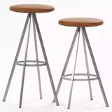 Black Round Leather Metal Backless Bistro Bar Stools Image - 6