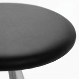 Black Round Leather Metal Backless Bistro Bar Stools Image - 7