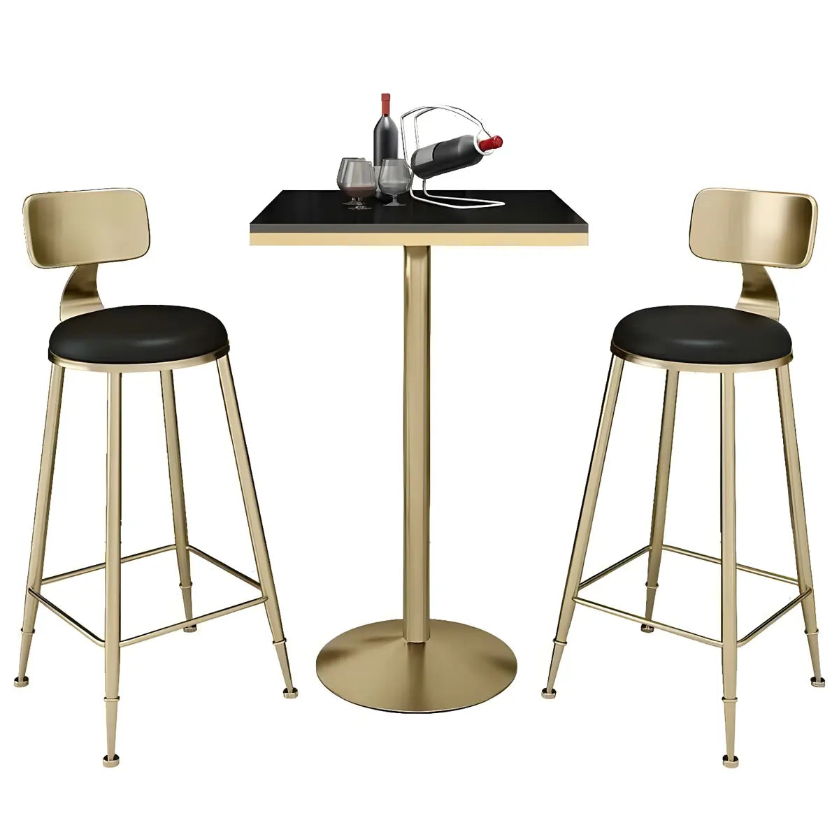 Black Round Marble Metal Small Bistro Bar Table Image - 10