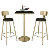 Black Round Marble Metal Small Bistro Bar Table Image - 10