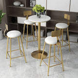 Black Round Marble Metal Small Bistro Bar Table Image - 13